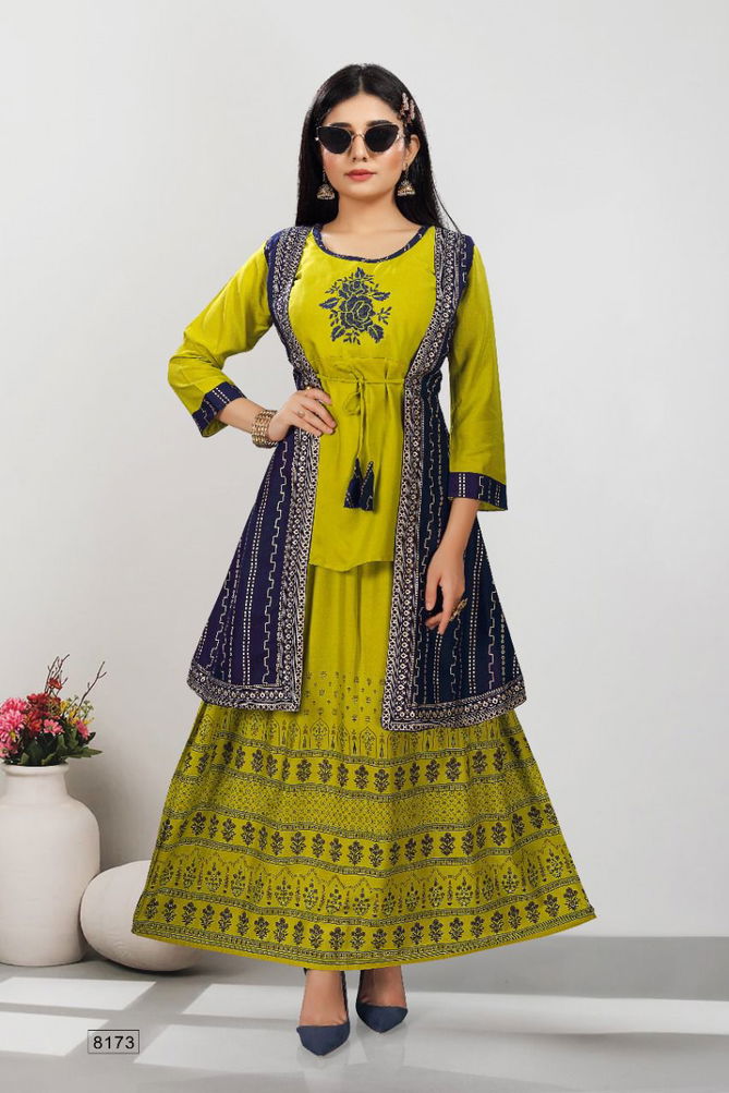 Beauty Queen Nargis 1 Heavy Rayon Printed Ethnic Wear Kurti With Skirt Collection